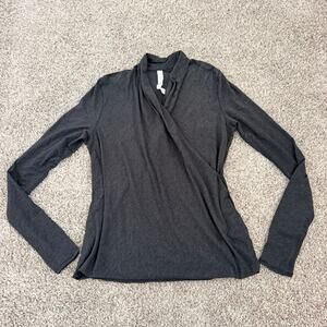 Lululemon Radiant Long Sleeve Wrap Top Women's 6 Heathered Black Soft Drape